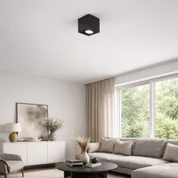 Oprawa Halogenowa Sufitowa Lampa Natynkowa GU10 Tuba LED czarna kwadratowa-5908263384538
