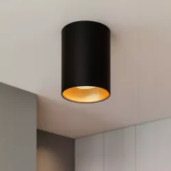 Oprawa Halogenowa sufitowa Natynkowa Tuba LED GU10 spot CZARNY ZŁOTY-5908263388369