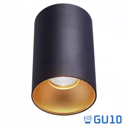 Oprawa Halogenowa sufitowa Natynkowa Tuba LED GU10 spot CZARNY ZŁOTY-5908263388369