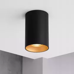 Oprawa Halogenowa sufitowa Natynkowa Tuba LED GU10 spot CZARNY ZŁOTY-5908263388369