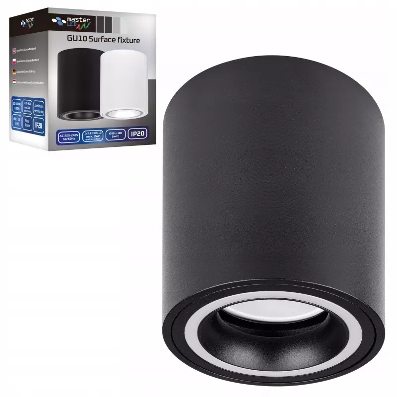 Oprawa Natynkowa Halogenowa Tuba LED GU10 spot sufitowa czarna-5903002033418