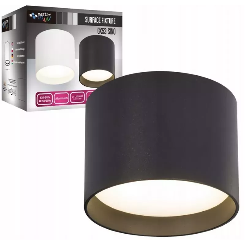 OPRAWA NATYNKOWA LED TUBA SUFITOWA SINO GX53 OKRĄGŁA CZARNA IP20-5904703010289