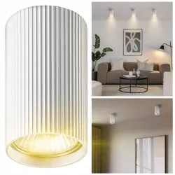 Tuba sufitowa lampa spot natynkowa ryflowana długa smukła biała GU10 IP20-5904703021650