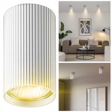 Tuba sufitowa lampa spot natynkowa ryflowana długa smukła biała GU10 IP20-5904703021650