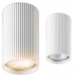 Tuba sufitowa lampa spot natynkowa ryflowana długa smukła biała GU10 IP20-5904703021650