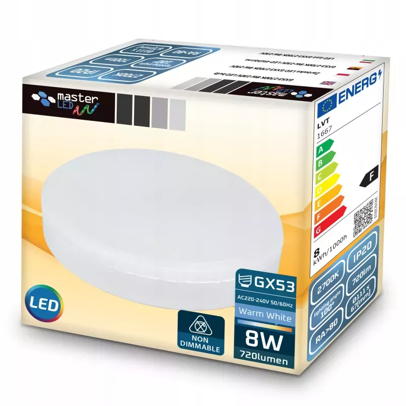 Żarówka LED GX53 8W biały ciepły 2700K SMD 230V MOCNA WYDAJNA-5904703008323
