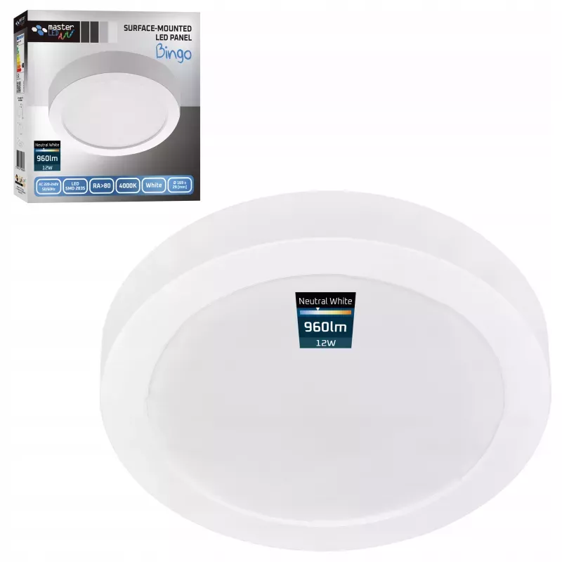 Lampa sufitowa plafon led 4000K NATYNKOWY 12W panel okrągły LAMPA oprawa-5904703016984
