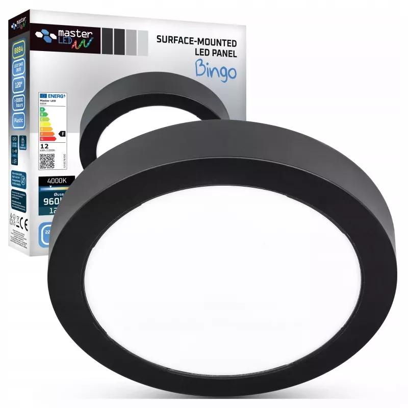 Lampa sufitowa plafon led 4000K NATYNKOWY 12W panel oprawa CZARNY-5904703017011