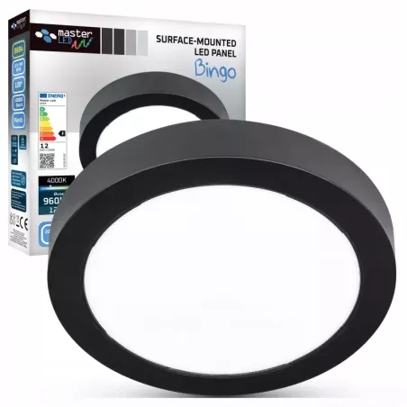Lampa sufitowa plafon led 4000K NATYNKOWY 12W panel oprawa CZARNY-5904703017011