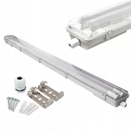 Oprawa Sufitowa Lampa Hermetyczna LED Komplet Tuby 2x36W IP65 120cm Zimna-5904703013174
