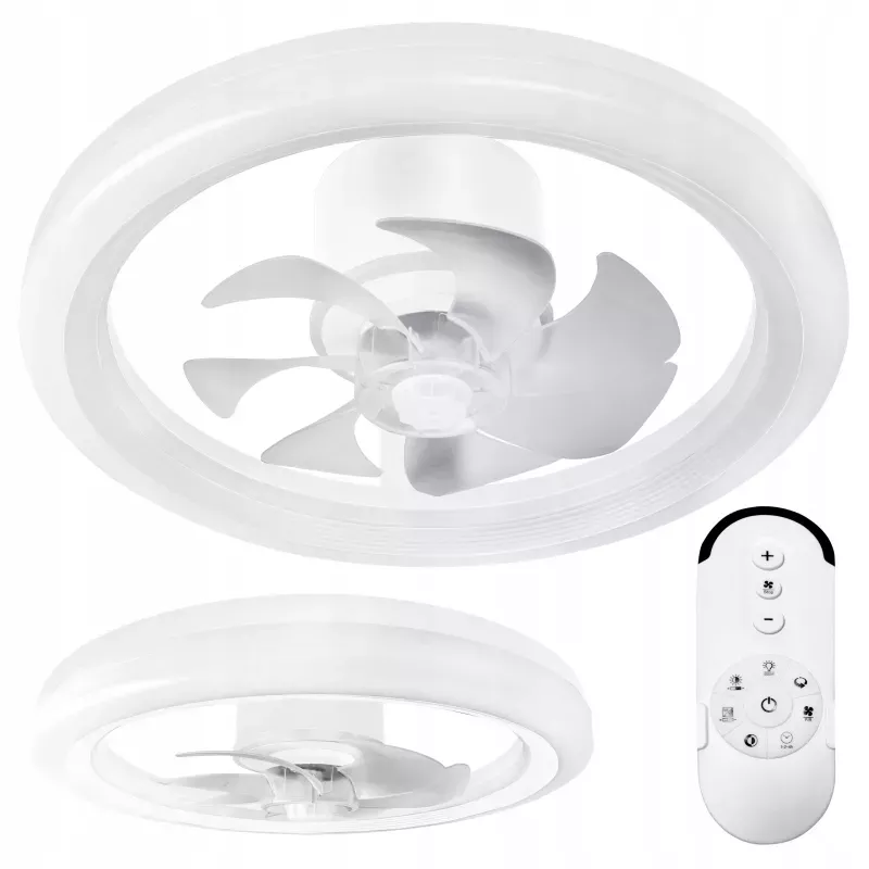 Lampa z WIATRAKIEM sufitowa LED regulacja plafon 45W 3 BARWY pilot BIAŁY-5904703014843
