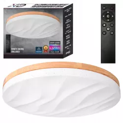 Lampa sufitowa plafon LED regulacja 54W 3 BARWY pilot BIAŁY drewno XUDO-5904703014836