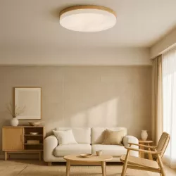 Lampa sufitowa plafon LED regulacja 54W 3 BARWY pilot BIAŁY drewno XUDO-5904703014836