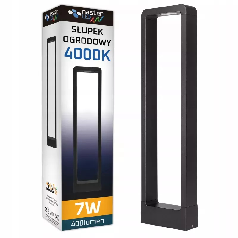 Lampa LED Ogrodowa stojąca słupek 60cm zewnętrzna 4000K LED czarna-5904703015741