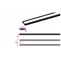 Szynoprzewód magnetyczny Luxo 48V szyna natynk 1m czarna-5904703004790