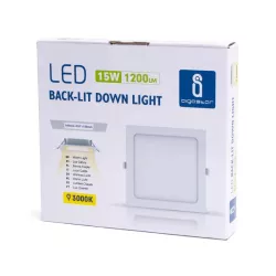 Downlight kwadratowy podtynkowy LED E6 15W 3000K ciepły - 8433325210212