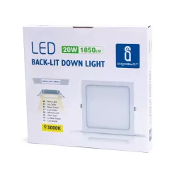 Downlight kwadratowy podtynkowy LED E6 20W 3000K ciepły - 8433325210243