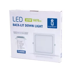 Downlight kwadratowy podtynkowy LED E6 20W 6500K zimny - 8433325210267