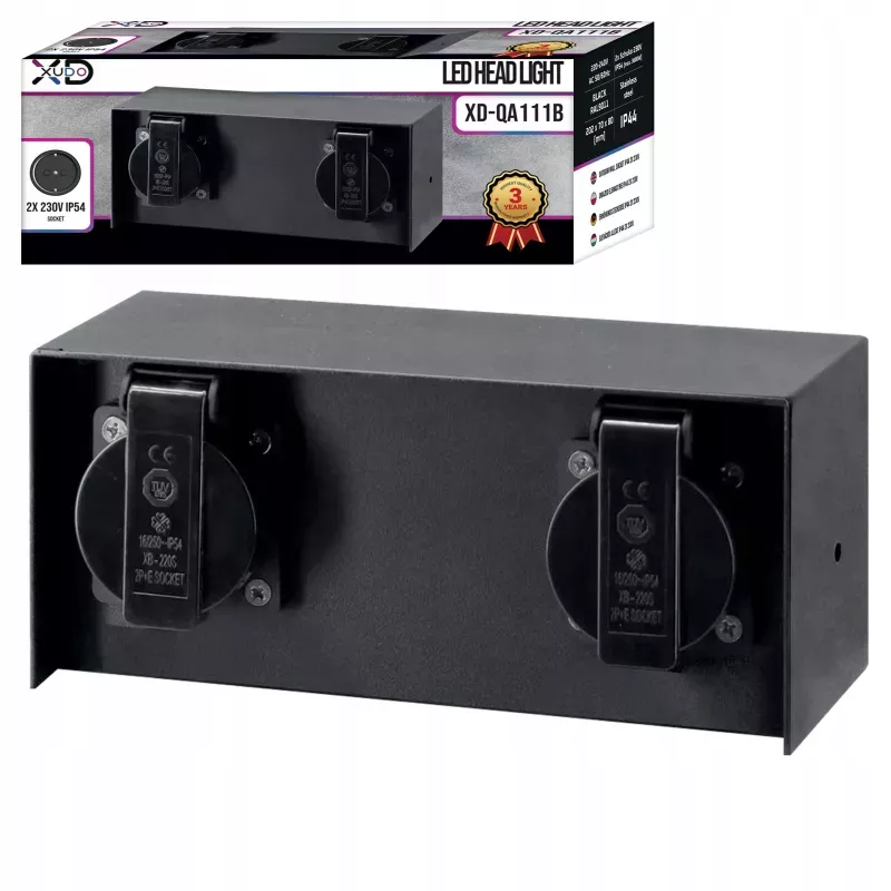Gniazdo elewacyjne słupek LED 2x 230V XUDO czarny IP44-5904703010029