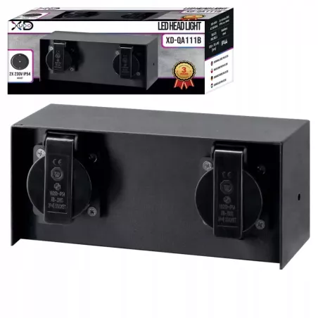 Gniazdo elewacyjne słupek LED 2x 230V XUDO czarny IP44-5904703010029