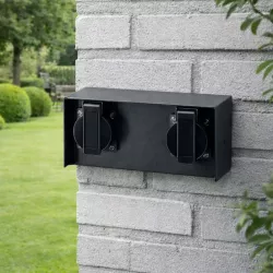Gniazdo elewacyjne słupek LED 2x 230V XUDO czarny IP44-5904703010029