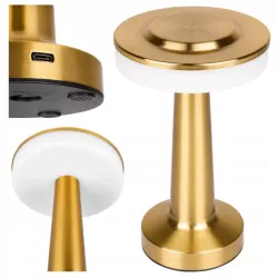 Lampa biurkowa Zulu LED 3CCT akumulator złota USB Regulowana-5904703021117
