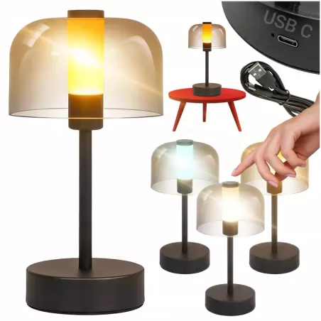 Lampa stołowa przenośna Kampi 3 barwy światła 3CCT akumulator USB czarna-5904703029144