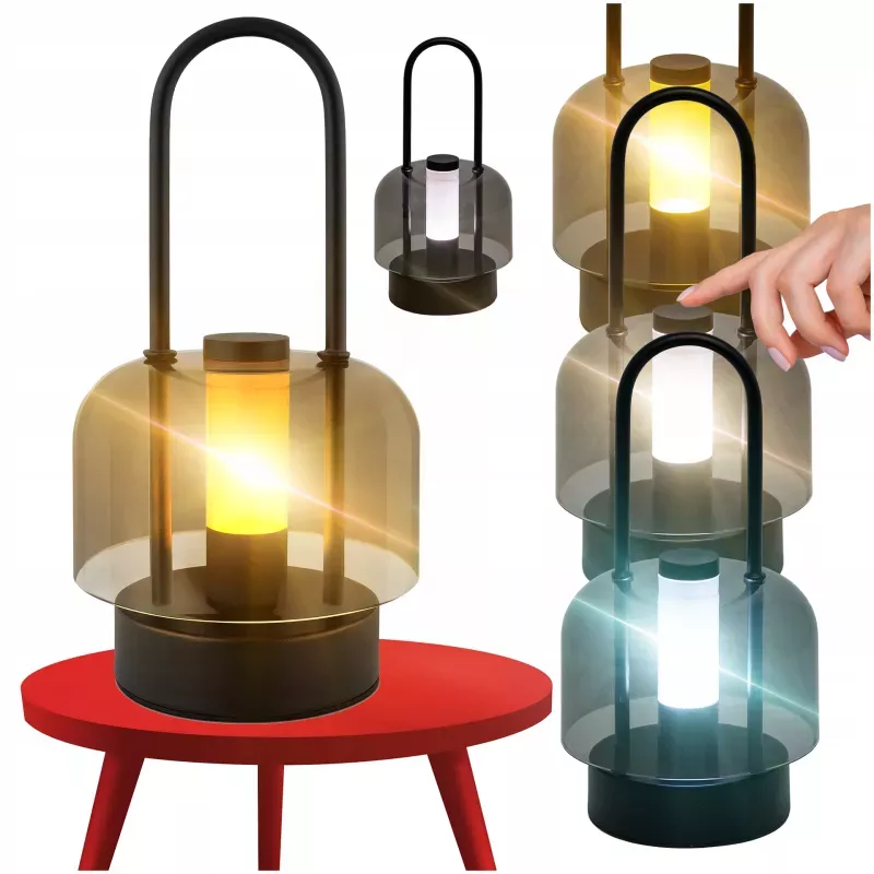 Lampa stołowa lampion latarenka przenośna LED Kampi 2w1 3CCT na USB czarna-5904703029151