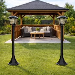 Lampa Ogrodowa stojąca słupek E27 93cm zewnętrzna LED czarna LATARNIA-5908263380691