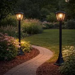 Lampa Ogrodowa stojąca słupek E27 93cm zewnętrzna LED czarna LATARNIA-5908263380691
