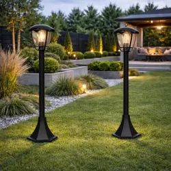 Lampa Ogrodowa stojąca słupek E27 93cm zewnętrzna LED czarna LATARNIA-5908263380691