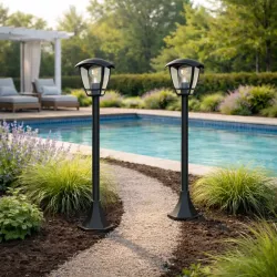 Lampa Ogrodowa stojąca słupek E27 93cm zewnętrzna LED czarna LATARNIA-5908263380691