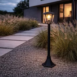 Lampa Ogrodowa stojąca słupek E27 93cm zewnętrzna LED czarna LATARNIA-5908263380691