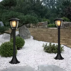 Lampa Ogrodowa stojąca słupek E27 93cm zewnętrzna LED czarna LATARNIA-5908263380691