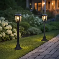 Lampa Ogrodowa stojąca słupek E27 93cm zewnętrzna LED czarna LATARNIA-5908263380691