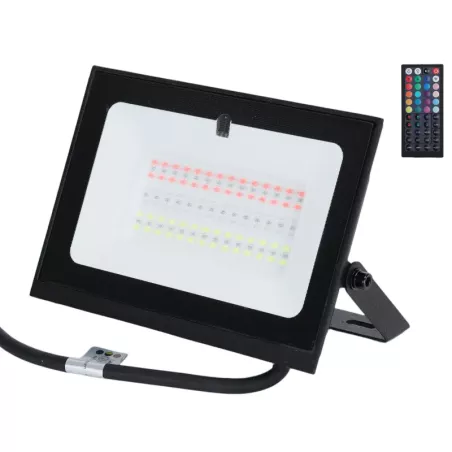 Halogen kolorowy naświetlacz LED RGB w kolorze czarnym 50W z pilotem - 8433325000752