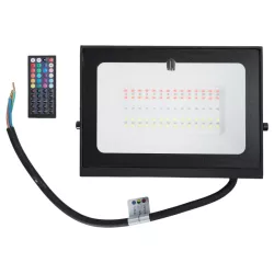 Halogen kolorowy naświetlacz LED RGB w kolorze czarnym 50W z pilotem - 8433325000752