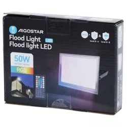 Halogen kolorowy naświetlacz LED RGB w kolorze czarnym 50W z pilotem - 8433325000752