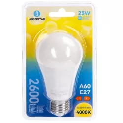 Żarówka okrągła LED A60 E27 o mocy 25W neutralna 4000K jasna 2600lm - 8433325350239