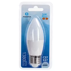 Żarówka LED C37 świecowa z grubym gwintem E27 zimna 14W 6500K 1380lm - 8433325350567