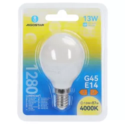 Żarówka LED mleczna kulka G45 E14 13W neutralna 4000K jasna 1280lm - 8433325350611