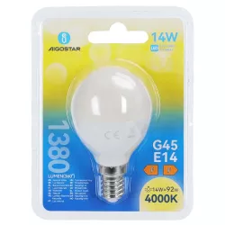 Żarówka LED mleczna kulka G45 E14 14W neutralna 4000K jasna 1380lm - 8433325350758