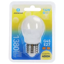 Żarówka LED mleczna kulka G45 E27 14W neutralna 4000K jasna 1380lm - 8433325350819
