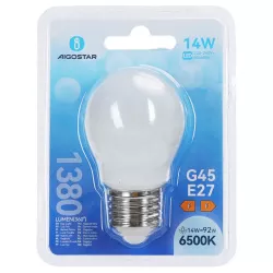Żarówka LED mleczna kulka G45 E27 14W biała chłodna 6500K jasna 1380lm - 8433325350826
