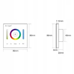 MiBoxer P3 Panel dotykowy LED 3 w 1 (RGB/RGBW/RGB+CCT) 2.4GHz milight-6970602180209