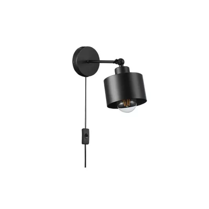 Kinkiet E27 LED Elza ruchomy x1 czarny wtyczka-5903002038482