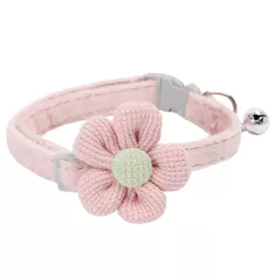 Elegancka obroża dla kota z kokardką lub kwiatkiem i dzwoneczkiem 30cm - 8719138143566