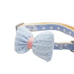 Elegancka obroża dla kota z kokardką lub kwiatkiem i dzwoneczkiem 30cm - 8719138143566