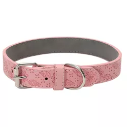 Obroża dla psa skórzana PU z tłoczonym wzorem liści rozmiar L 2x67cm - 8719138143634