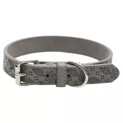 Obroża dla psa skórzana PU z tłoczonym wzorem liści rozmiar L 2x67cm - 8719138143634